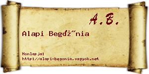 Alapi Begónia névjegykártya